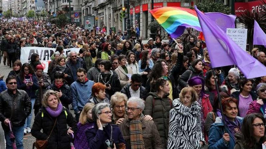 Algunos de los participantes en la manifestación.