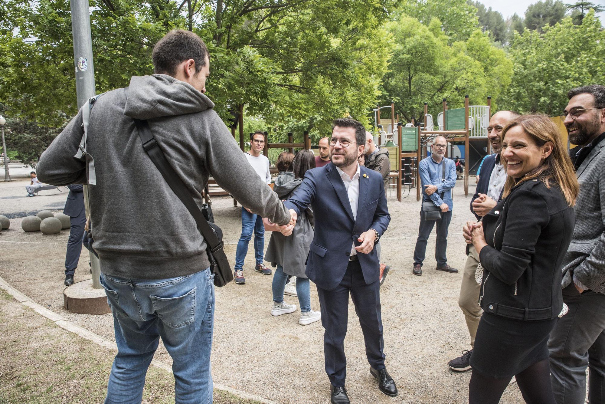 Totes les imatges de la visita de Pere Aragonès visita Manresa per donar suport a Marc Aloy