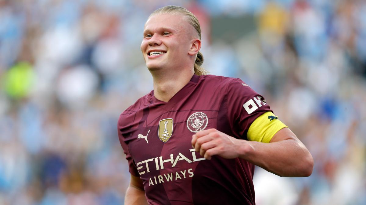 Erling Haaland, celebrando un gol en pretemporada con el City