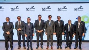 Pimec celebra un gran acto de cierre del 50o aniversario de la entidad con los presidentes de la Generalitat de Catalunya. 
