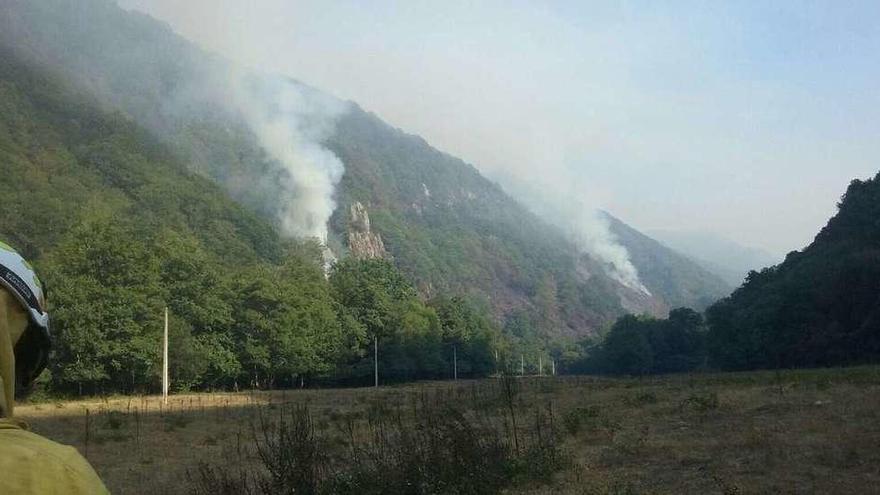 Uno de los incendios registrados ayer en Belmonte de Miranda.