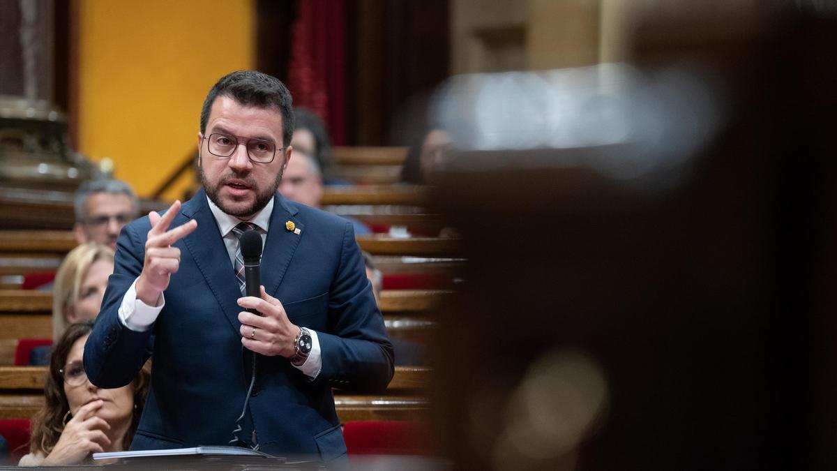El 'president' Pere Aragonès este miércoles en el Parlament.