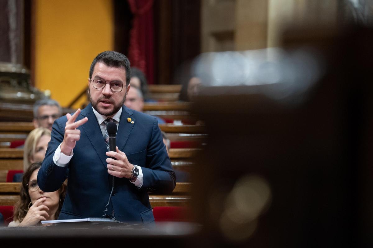 El 'president' Pere Aragonès este miércoles en el Parlament.