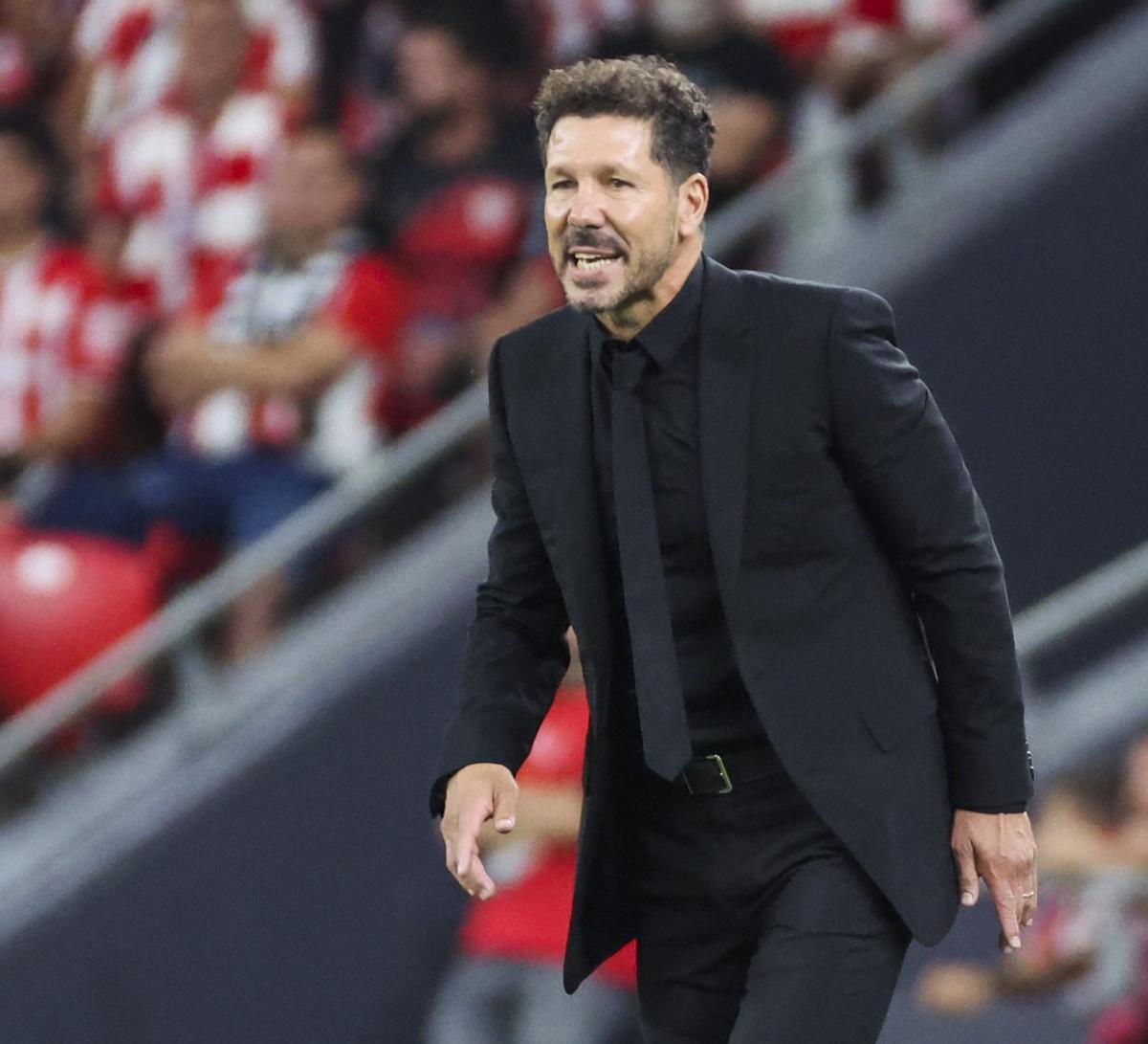 Diego Simeone, durante un partido del Atlético de Madrid esta temporada.
