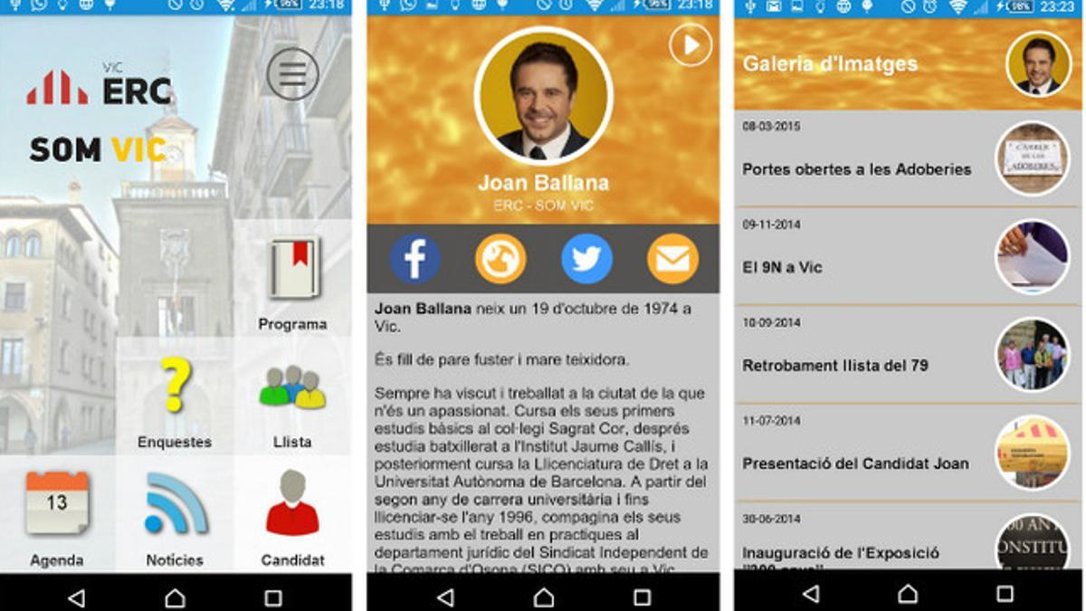 Capturas de la aplicación para Android