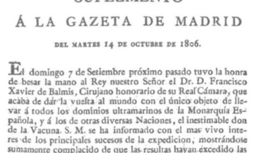 Inicio del texto que difundió el viaje en la ‘Gazeta de Madrid’.   | // LOC