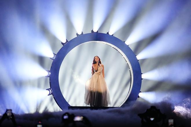 Eden Golan representa a Israel con su canción Huracán durante el festival de Eurovisión en Suecia. 8 de mayo de 2024. 