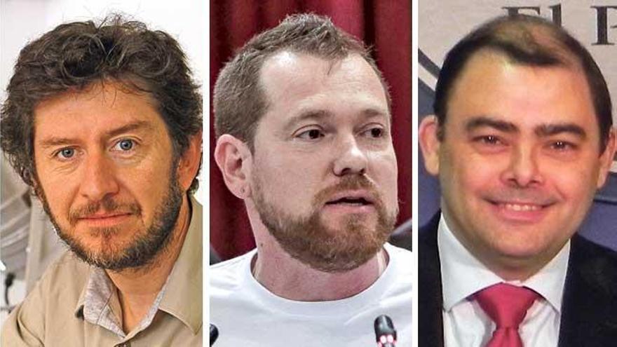 Vertreter der Linksparteien: Jarabo (Podemos), Abril (Més) und Bonet (Sozialisten, v.li.).
