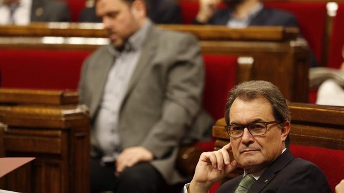 El 'president' Artur Mas, en la sesión de control en el Parlament este miércoles.