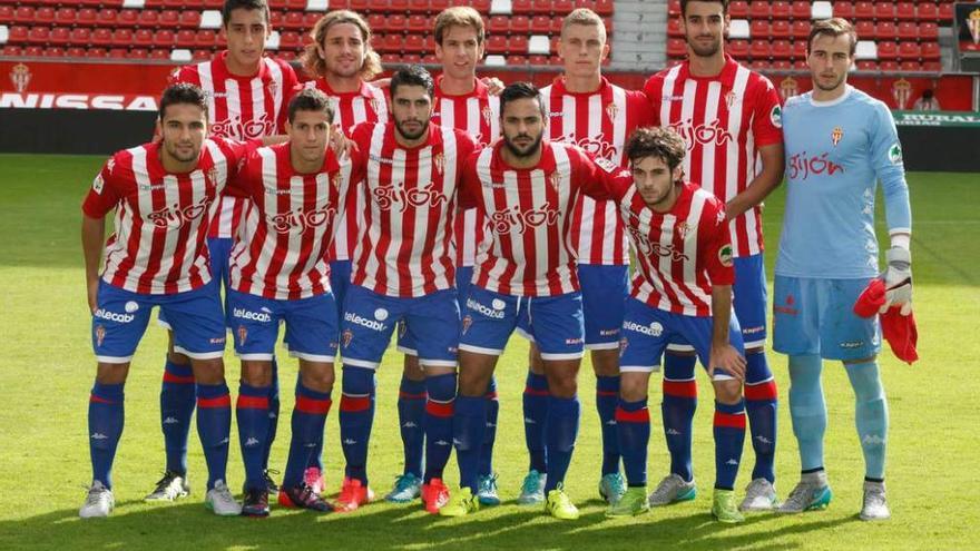 Formación del Sporting B en el partido disputado la pasada jornada ante el Racing.