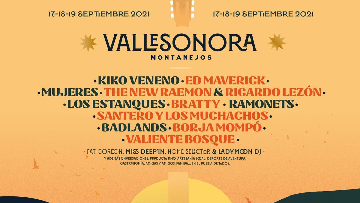 El cartel de la primera edición del festival ValleSonora de Montanejos (Alto Mijares, Castellón).