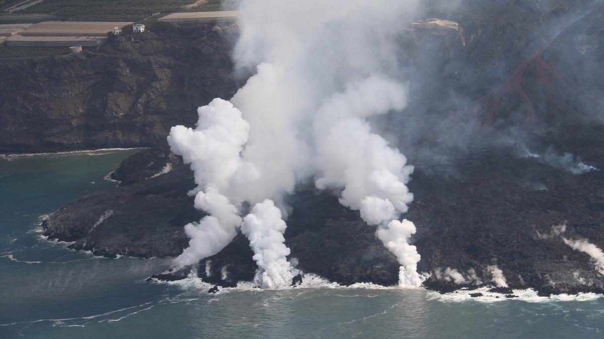 Delta lávico formado por la erupción del volcán de La Palma.