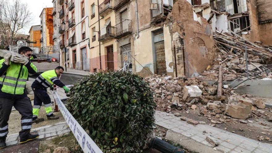 Imagen de uno de los edificios que se derrumbaron durante el temporal.