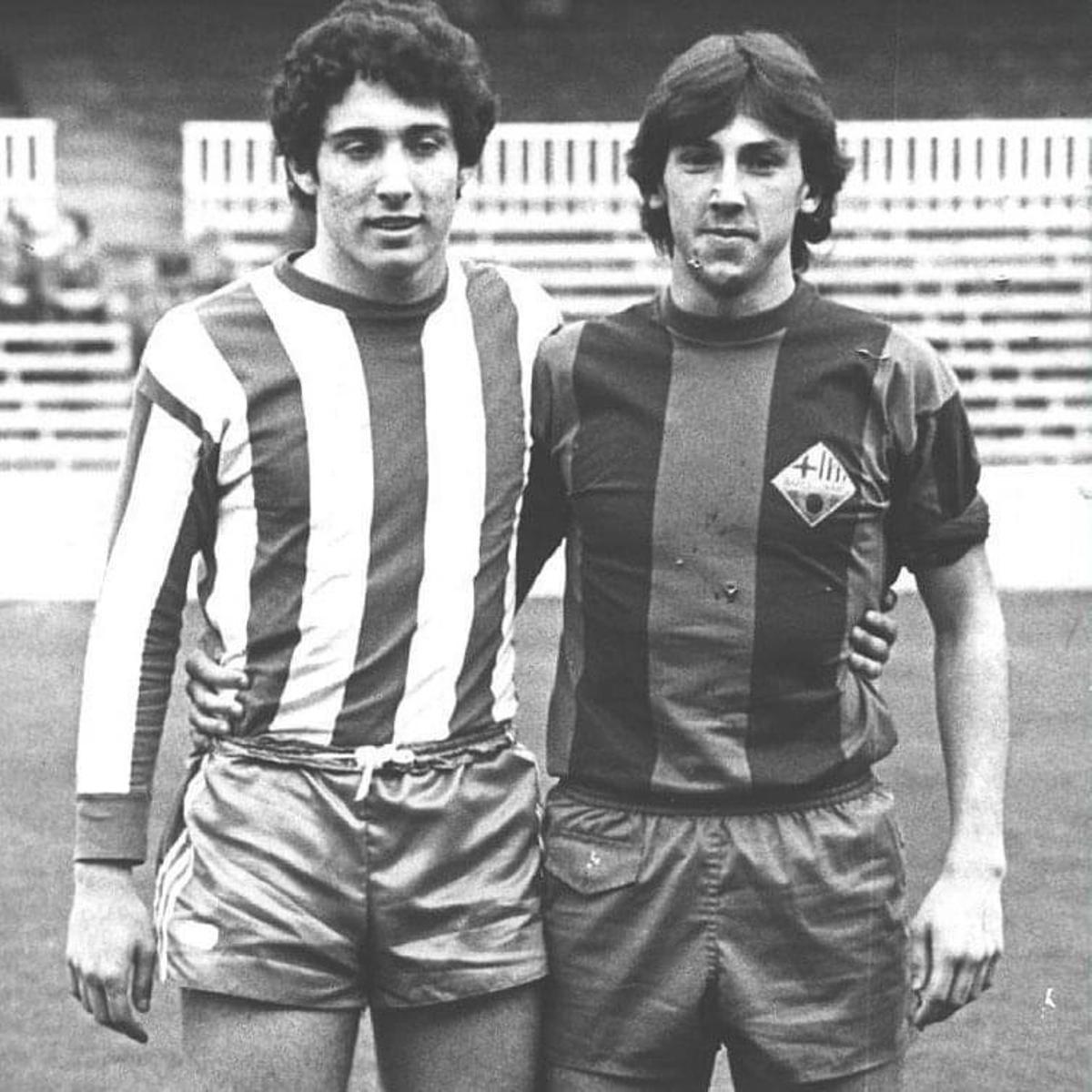 Xavi Julià, amb el Girona, i el seu amic i company, Seni Comas, amb el Barça Atlètic