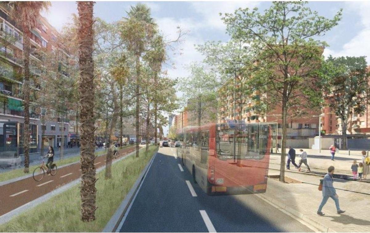Imagen virtual de cómo podría quedar el paseo de la Zona Franca reurbanizado.