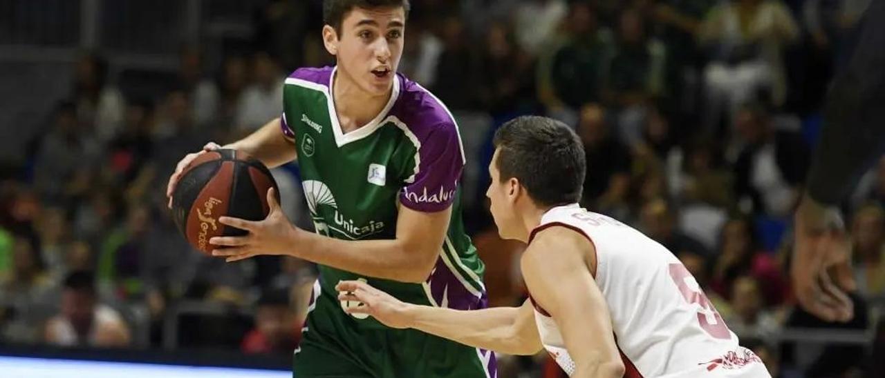 Pablo Sánchez, durante un partido con el Unicaja.