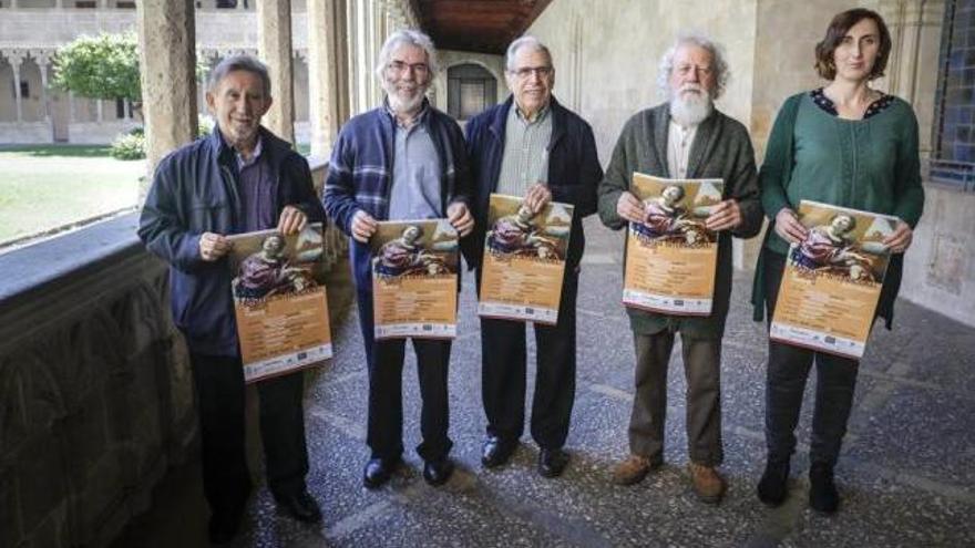 Miquel Perelló, Arnau Reynés, el padre Gregorio, Antoni Caimari y M. A. Crespí, ayer en Sant Francesc.