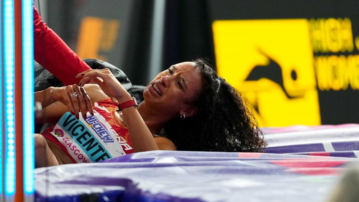 María Vicente, tras lesionarse en Glasgow