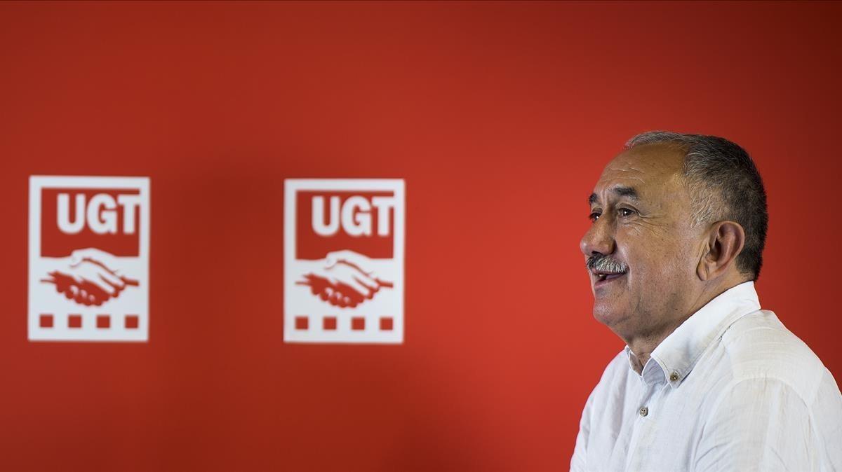 Pepe Alvarez, en la sede de la UGT en la Rambla del Raval.