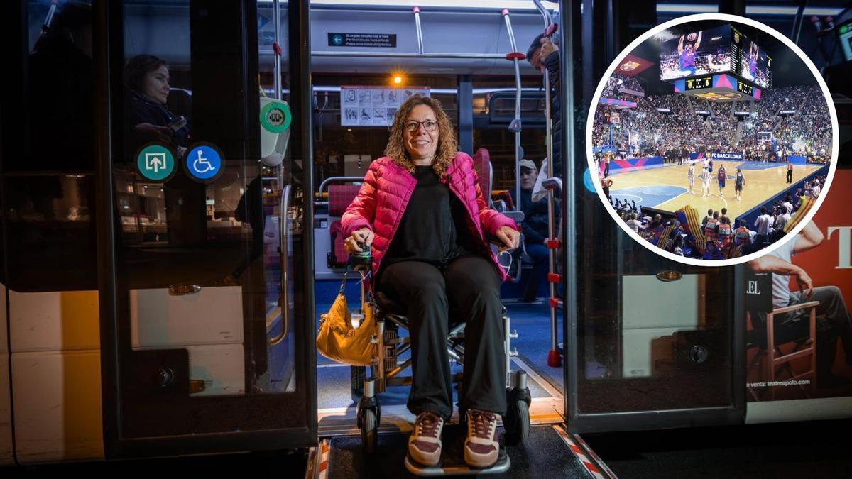 La activista Montse Font disfruta de la accesibilidad del Palau Blaugrana