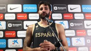  El base de la selección española, Ricky Rubio durante la presentación oficial este jueves de la Selección Masculina de Baloncesto en Madrid