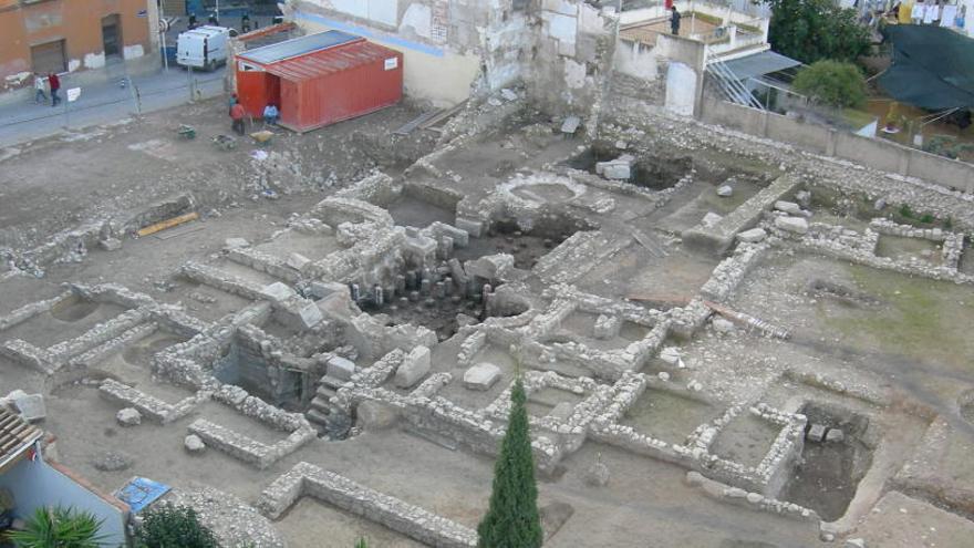 Las termas romanas antes de ser cubiertas para su conservación.