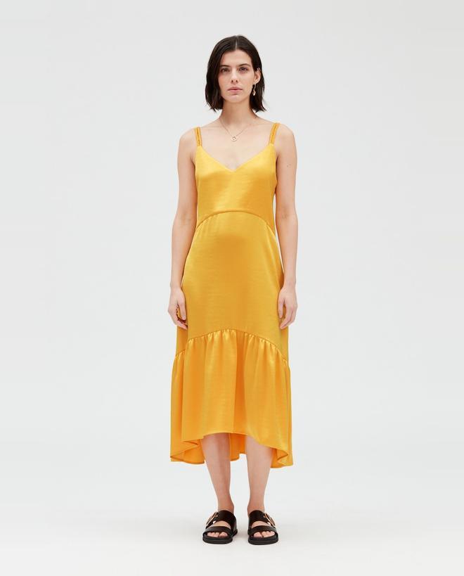 Vestido midi satinado de tirantes de Claudie Pierlot