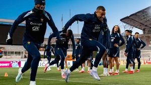 Kylian Mbappé, durante un entrenamiento con la selección francesa.