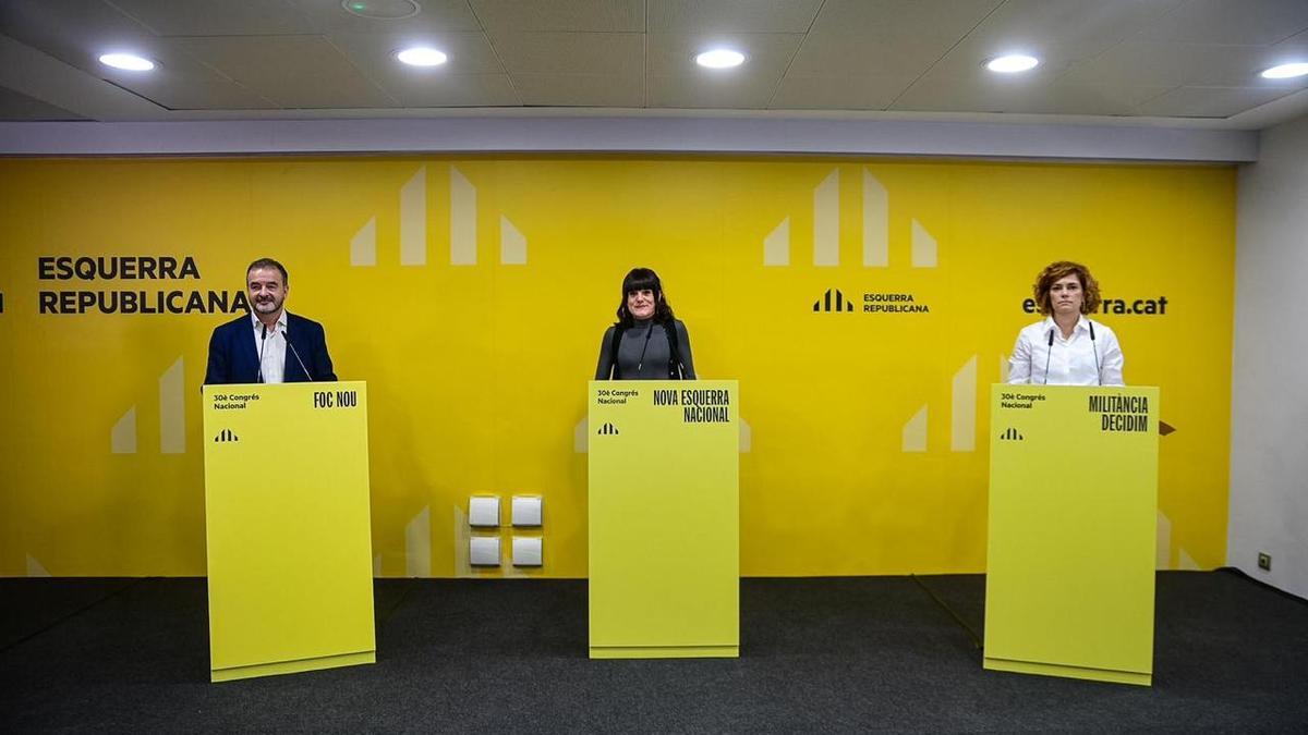 Alfred Bosch, Alba Camps y Elisenda Alamany, en el debate de candidatos a la secretaría general de ERC