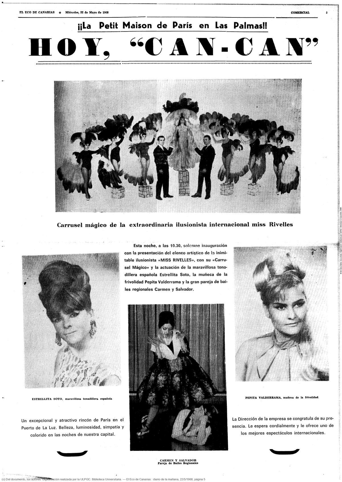 comercial en 'El Eco de Canarias' en 1968.