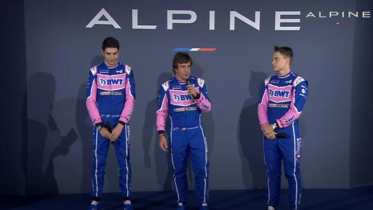 Una imagen de Alonso en la presentación de su nuevo Alpine