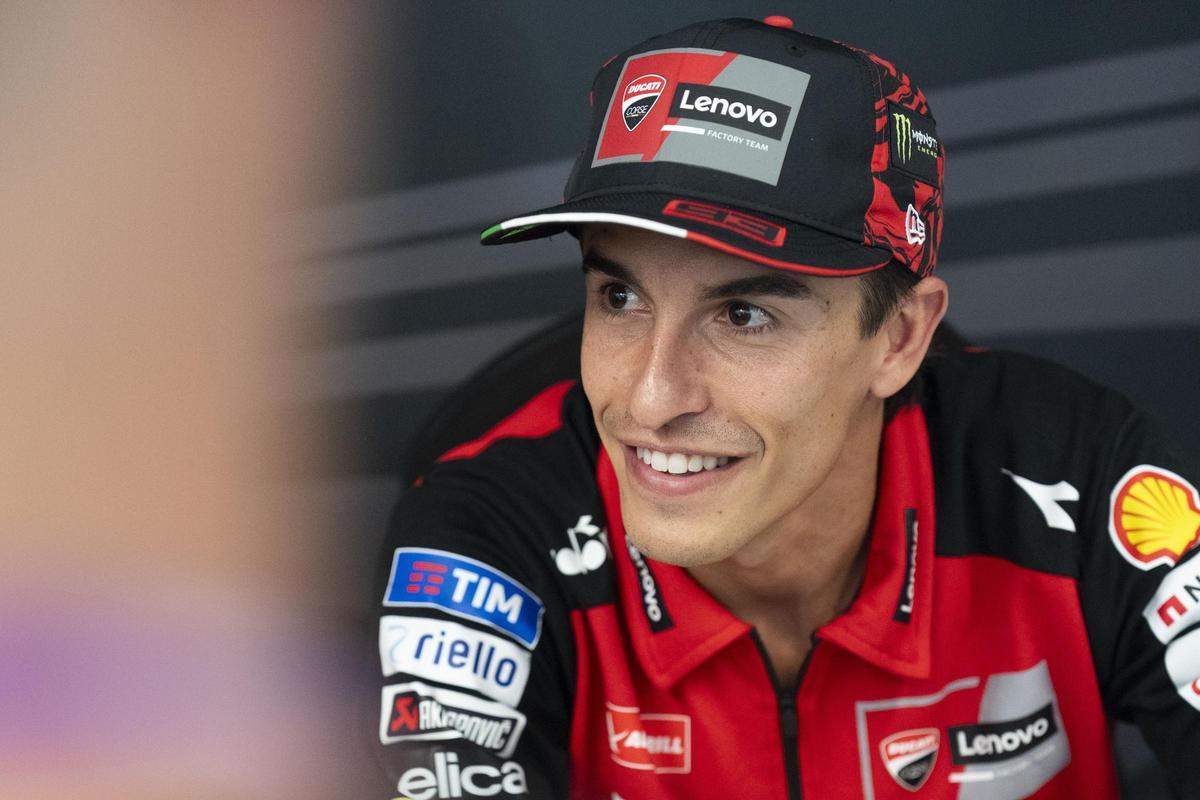 Marc Márquez (Ducati), en la conferencia de prensa de hoy en Misano.