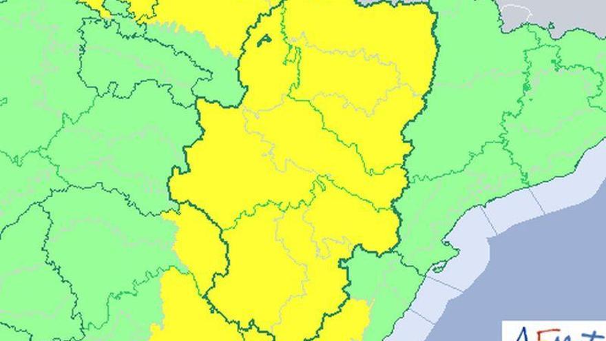 Todo Aragón en alerta amarilla por riesgo de lluvias fuertes