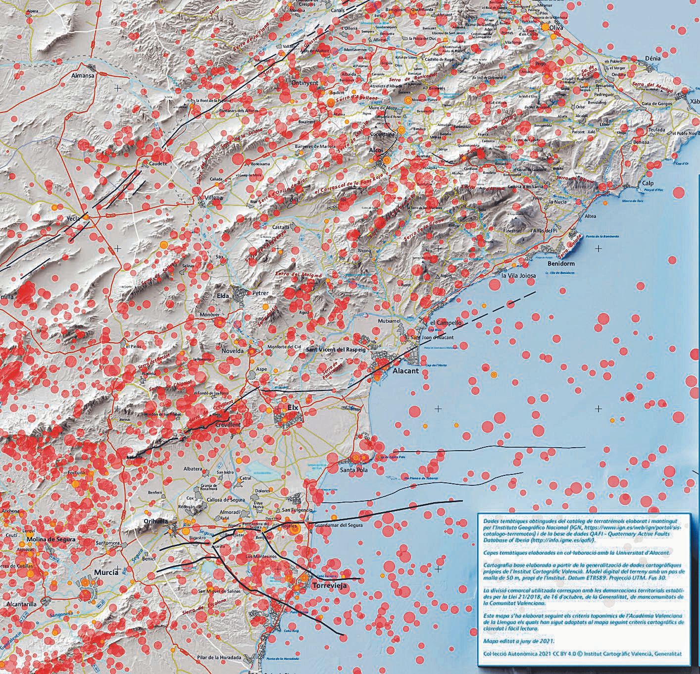 El Consell y la UA identifican las zonas rojas de terremotos en la provincia: la Vega Baja y el límite con Valencia