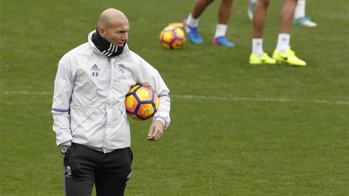 Zidane, durante el entrenamiento