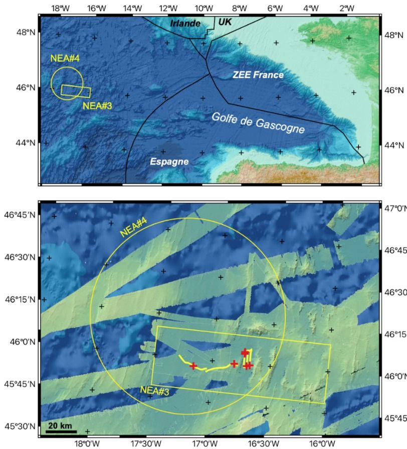 Mapa de localización de las zonas de prospección