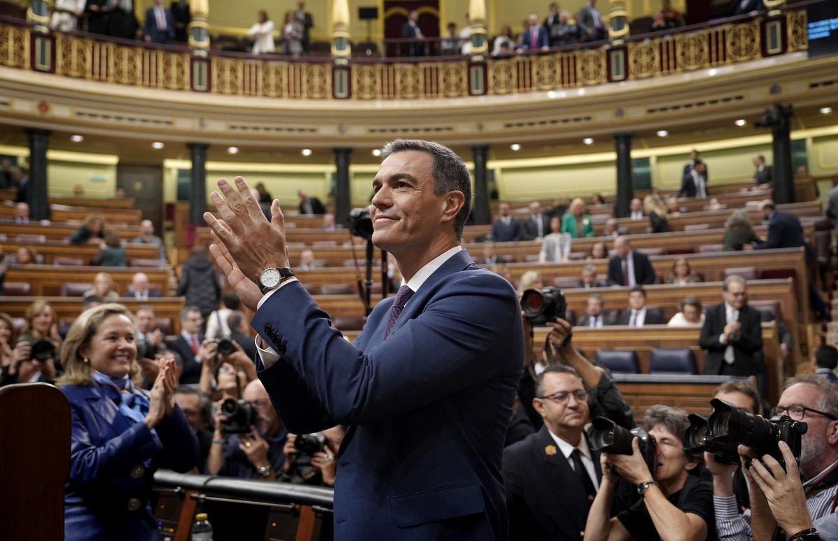 Pedro Sánchez, a su llegada al Congreso