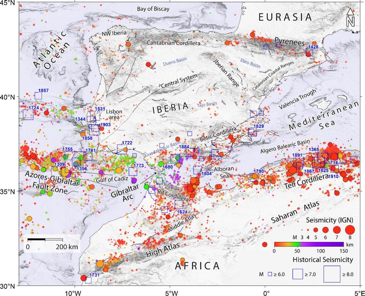 Recopilación histórica de terremotos en la zona