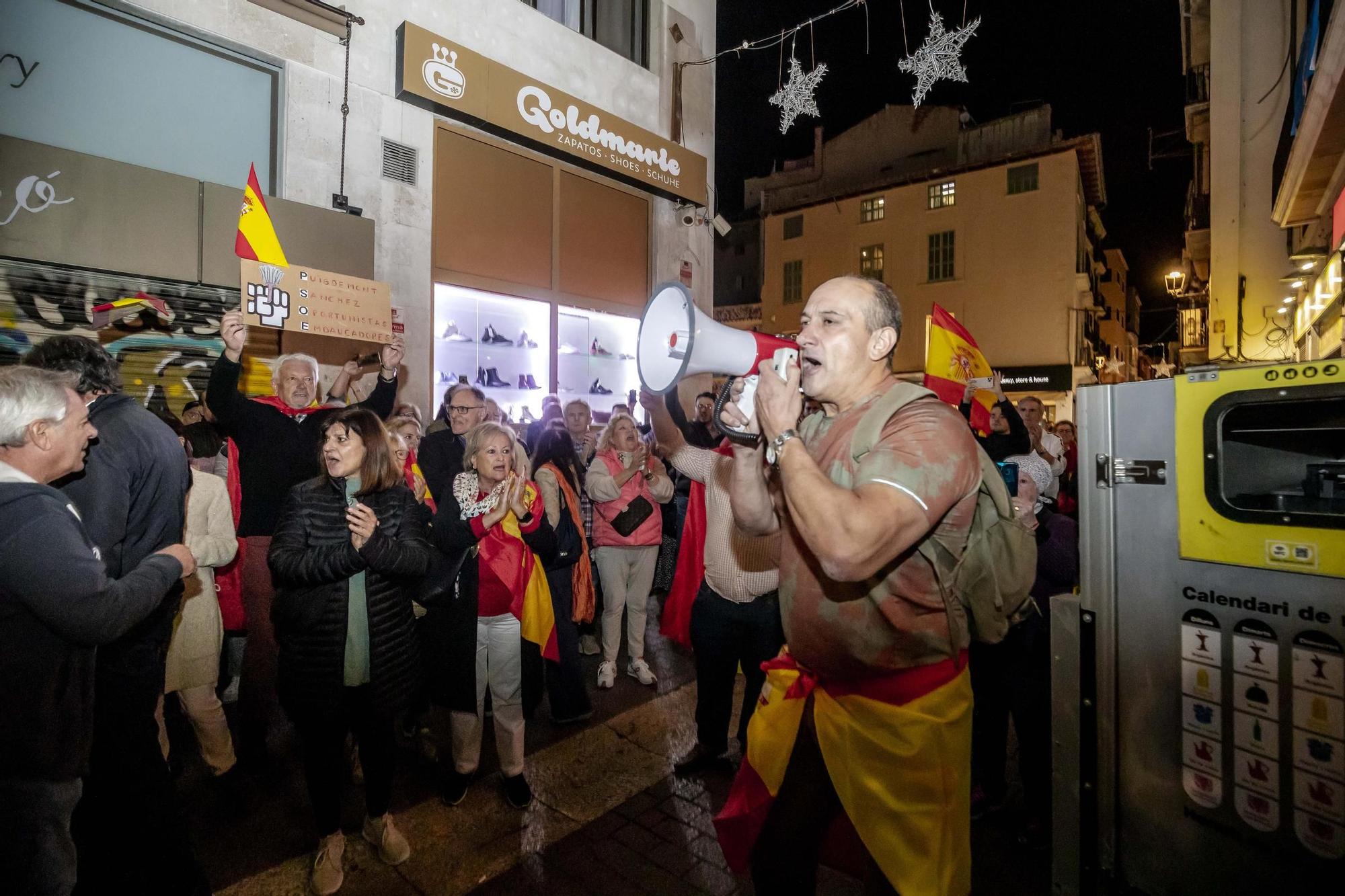Unas 200 personas protestan ante la sede del PSIB en Palma por la amnistía de Sánchez
