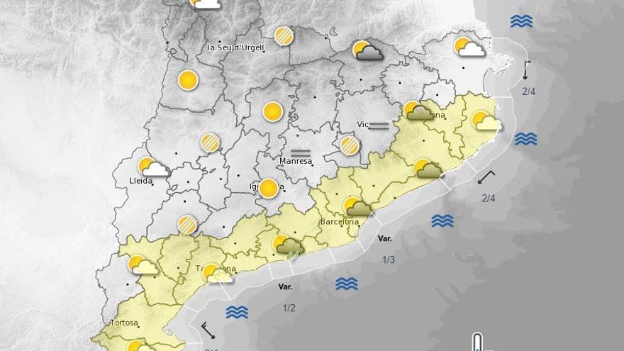 Mapa de la previsió del matí del 16 de setembre del 2021