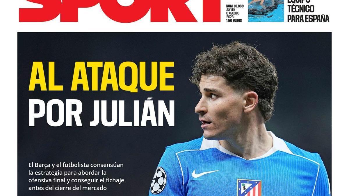 La portada de SPORT de hoy jueves, 6 de agosto de 2026