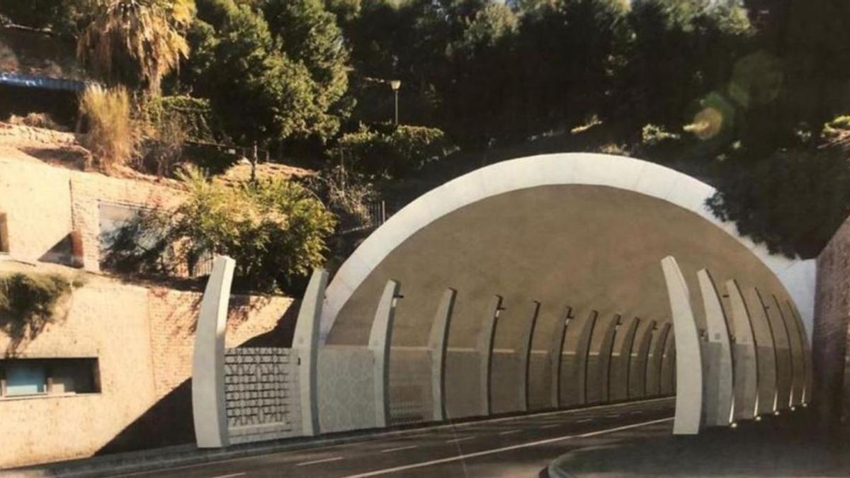 Infografía del túnel de la Alcazaba con las «costillas» que aislarán del ruido. | L.O.