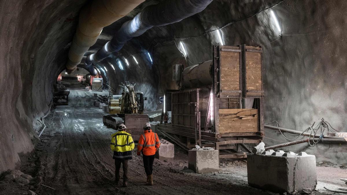 Construcción de un túnel para la línea de tren de alta velocidad TAV entre Lyon y Turín, en Chiomonte, noroeste de Italia, el 18 de enero de 2023.