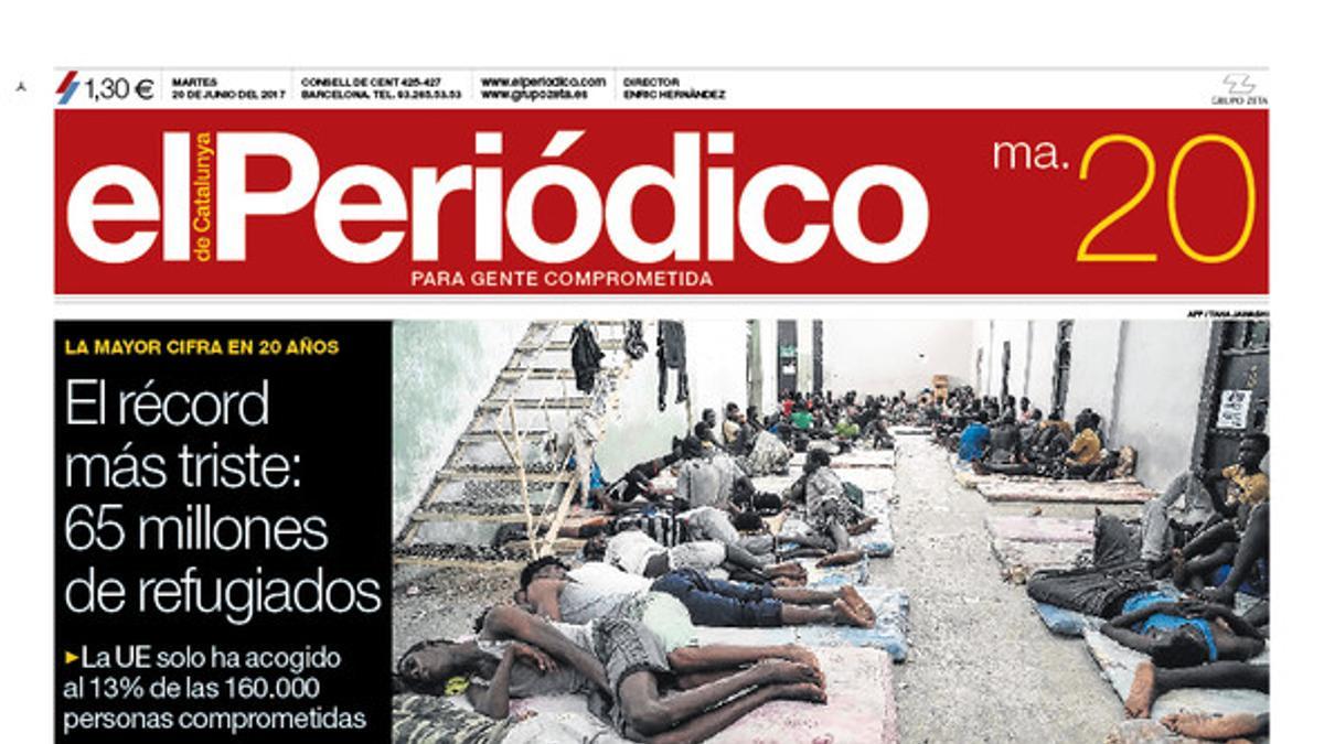 La portada de EL PERIÓDICO del 20 de junio del 2017.