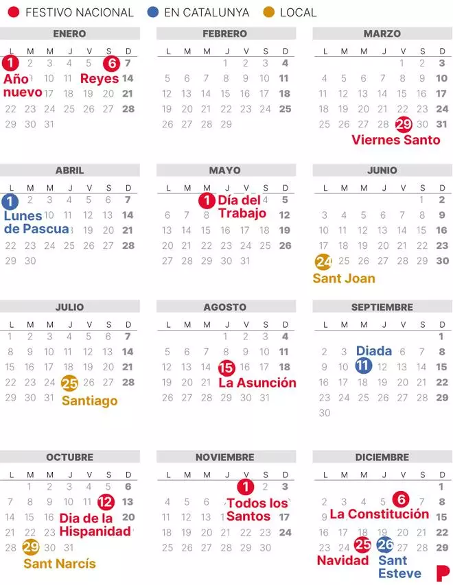 Calendario laboral de Girona del 2024 (con todos los festivos)