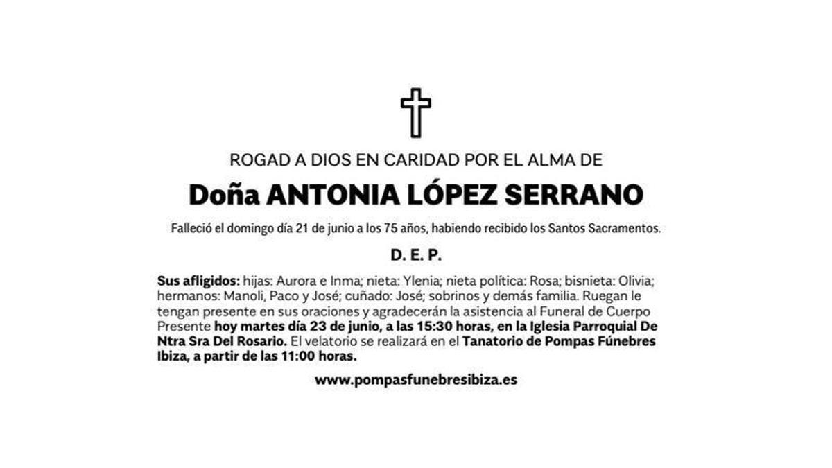 Esquela Antonia López Serrano