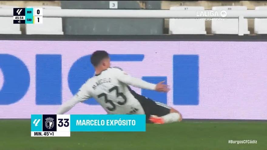 El 1-1 del Burgos en el Burgos 2-2 Cádiz de la jornada 36 de LaLiga Hypermotion
