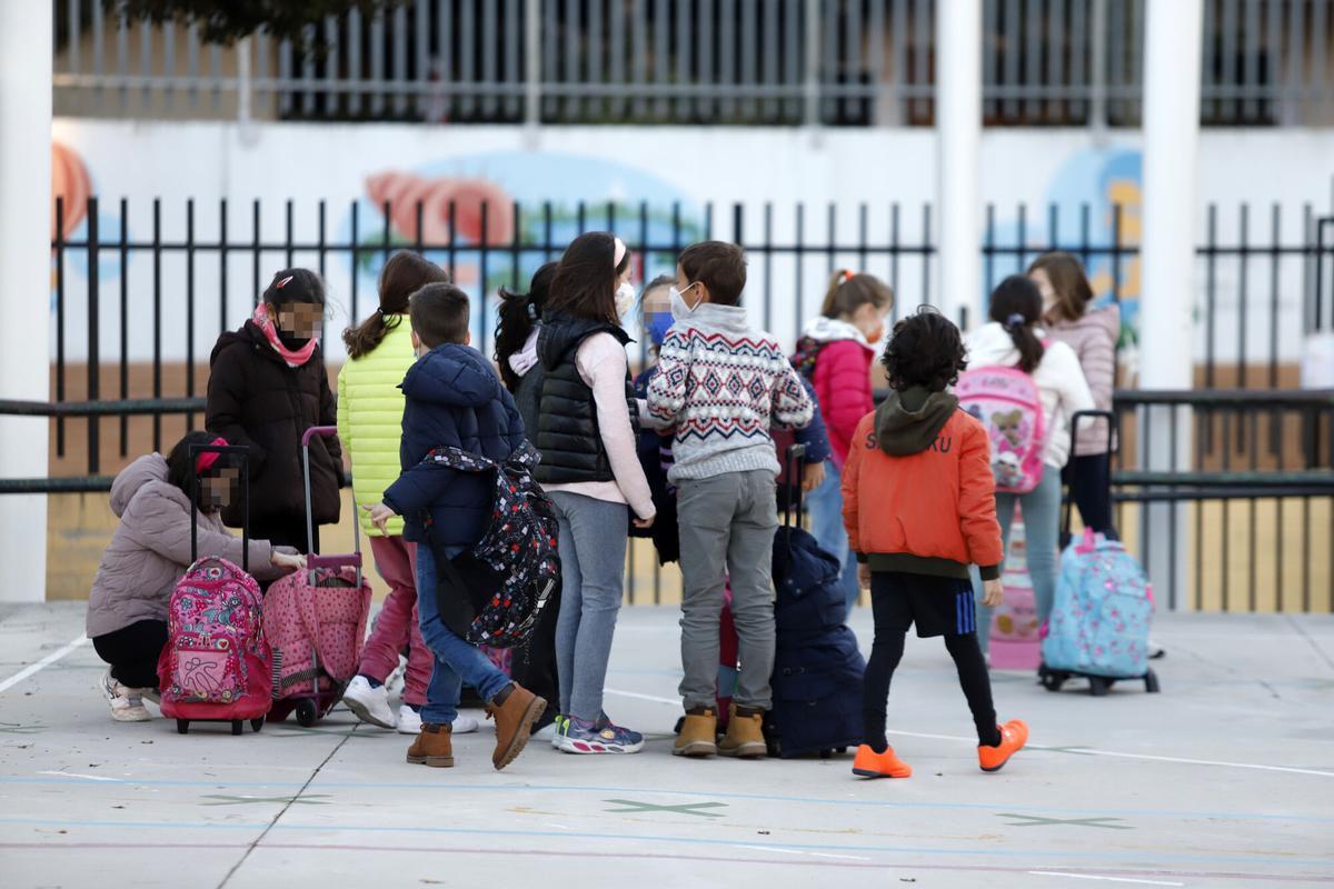 Un grupo de niños malagueños, en el colegio.