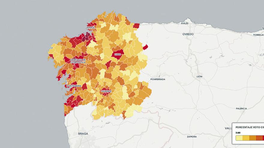 Ciudadanos irrumpe por A Coruña con un voto centrado casi solo en las ciudades