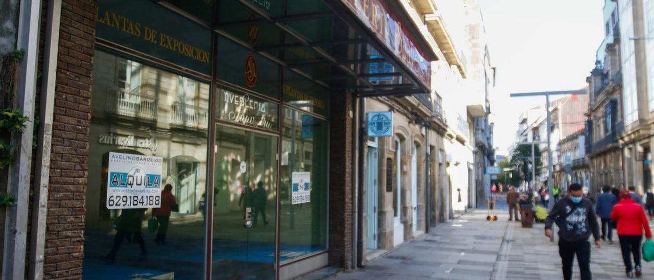 Calle Rey Daviña, una de las calles más comerciales de Vilagarcía.